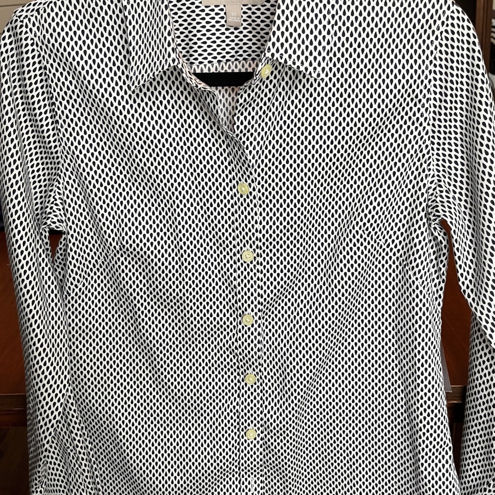 Banana Republic Black and White Polka Dot Button Down Shirt